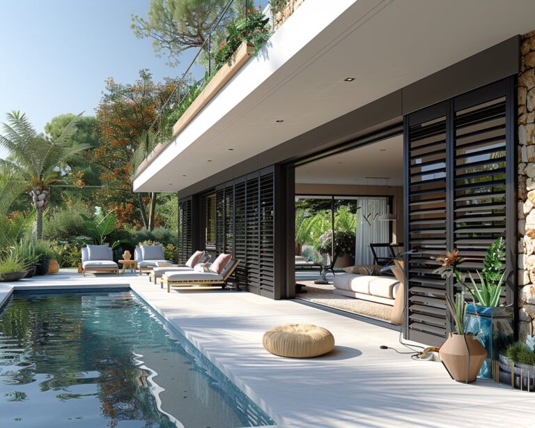 Maison luxueuse avec piscine et jardin extérieur