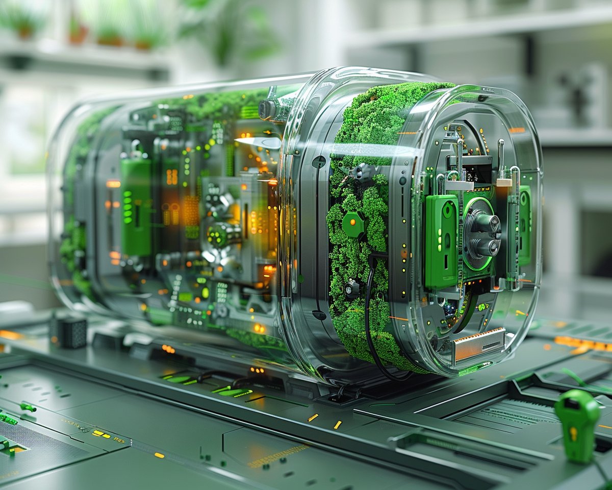 Capsule futuriste technologie et nature.